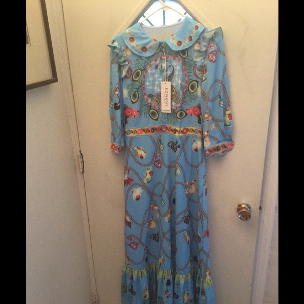 Ruffled print maxi dress